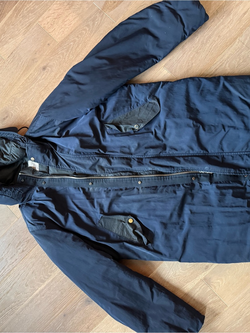 Everlane Navy Hooded Puffer Coat